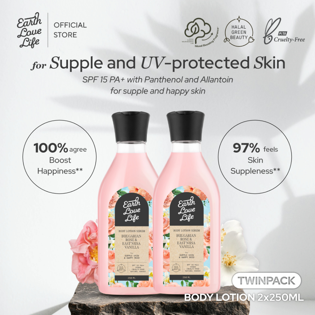 [TWINPACK BODY LOTION] Earth Love Life Bulgarian Rose & East Nusa Vanilla Body Lotion 250mL Body Ser