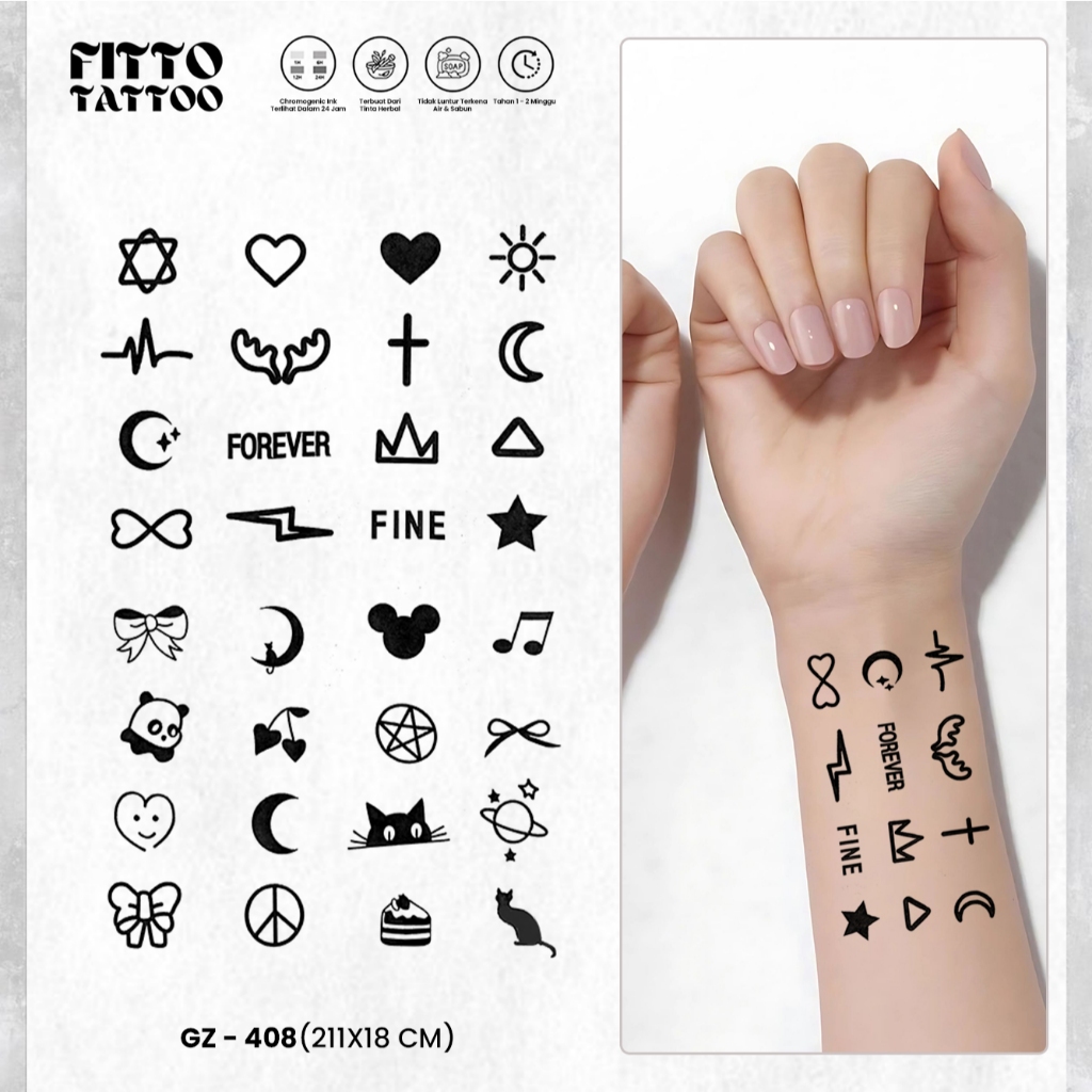 Tato Temporer Semi Permanen Kecil Kecil Tatto Fruit Ink Premium Estetik Finger Tato