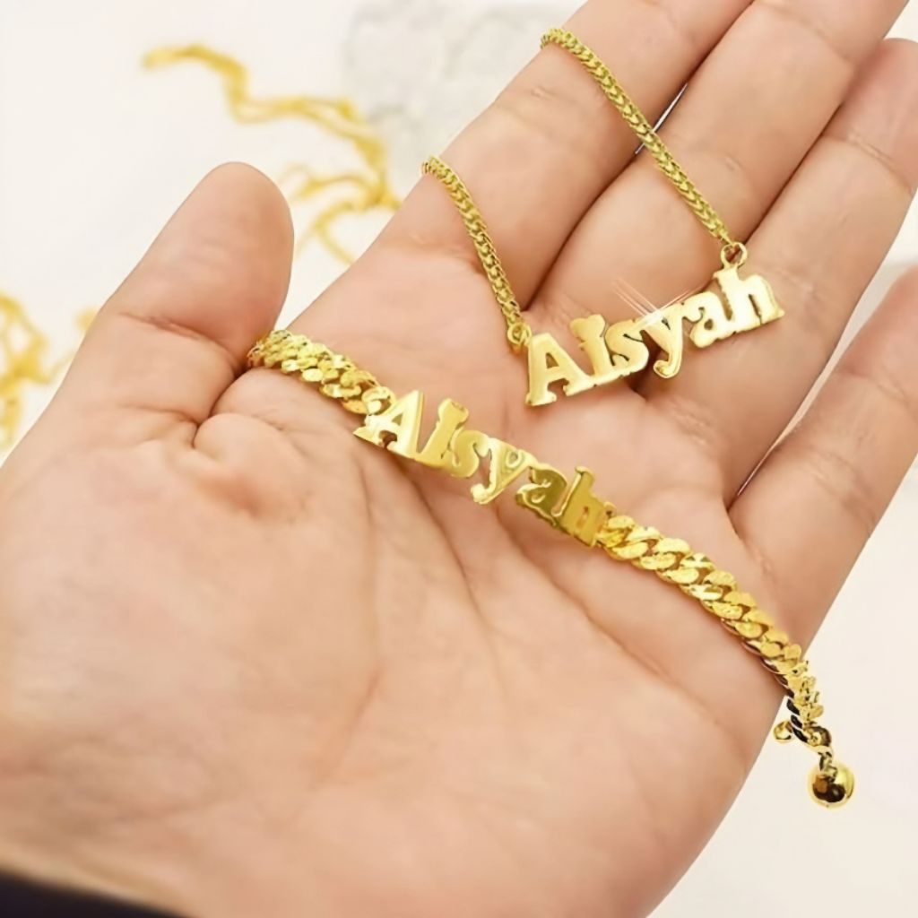 1 set kalung plus gelang nama custom Nama kamu cantik dan elegan kalung nama anak perempuan nama can