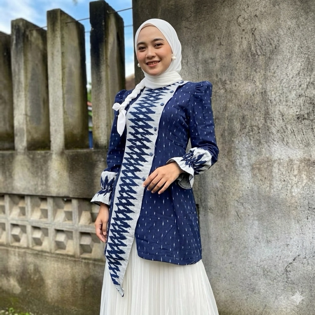 TUNIK TENUN PREMIUM TUNIK TENUN MOTIF HUJAN GERIMIS