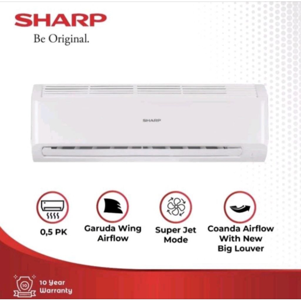AC SHARP 1/2PK STANDAR IRIT LISTRIK [TURBO COOLING] ~ AH-A5BEY2 (CIREBON)