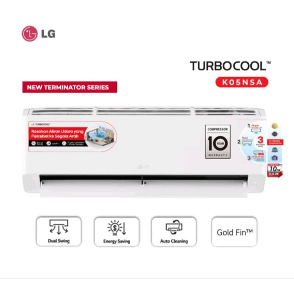 AC LG 1/2PK STANDART IRIT LISTRIK(TURBO COOLING) K05NSA (CIREBON)
