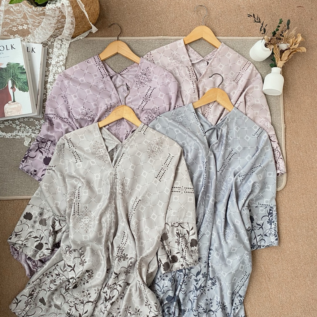 Lighter.id - Safella Kaftan Tunik(Kaftan Wanita, Dress Wanita, Kaftan Bunga, Atasan Casual, Simple,O