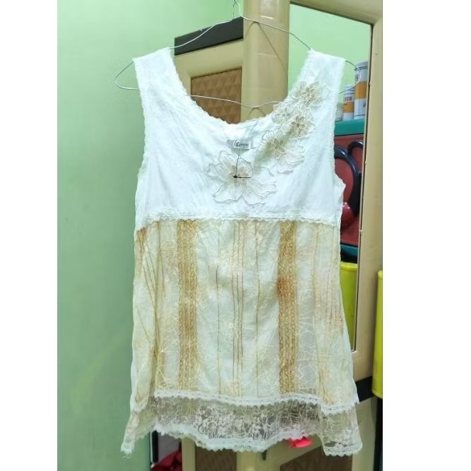 Atasan morikei Mori kei outfit inner dalaman daleman tanktop kutungan Mori kei shoujo Sawako Neapoli