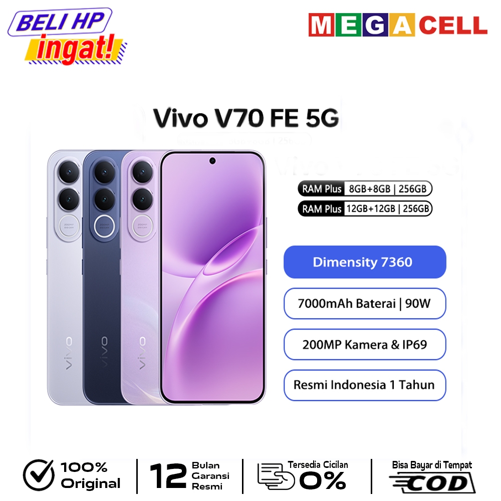 VIVO V70 FE 5G 8/256GB & 12/256GB Resmi