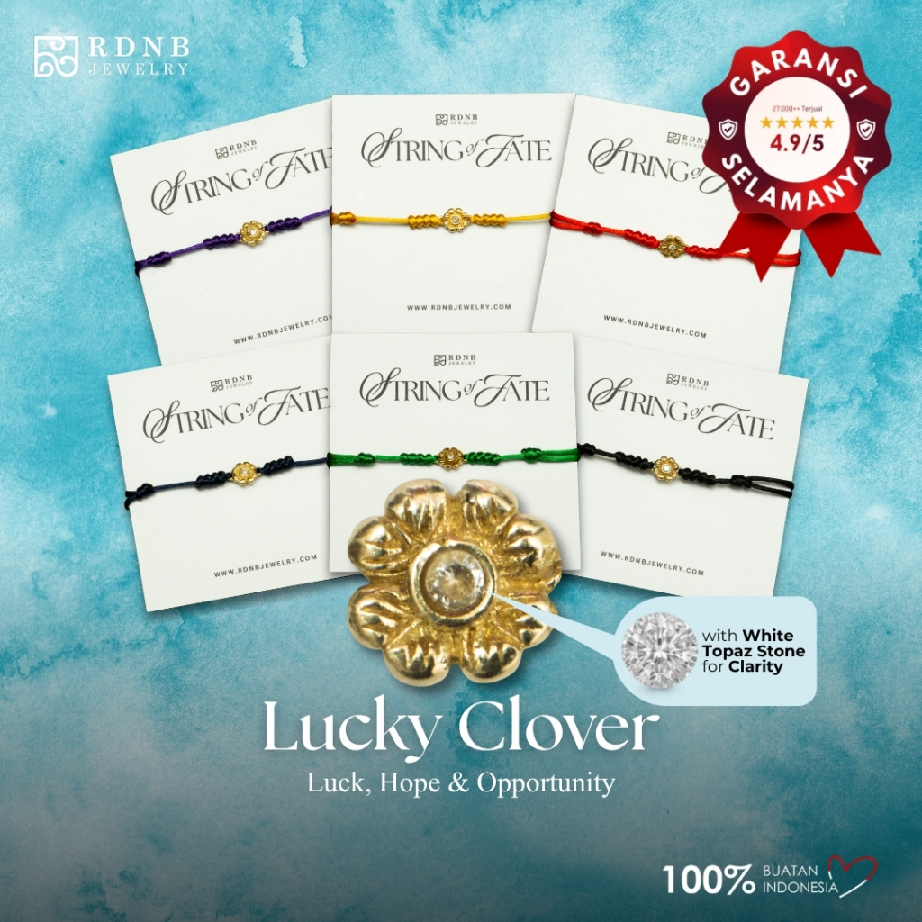 String of Fate - Lucky Clover - RDNB Jewelry - Gelang Wanita/Pria - Batu Alam Natural - Gelang Casua