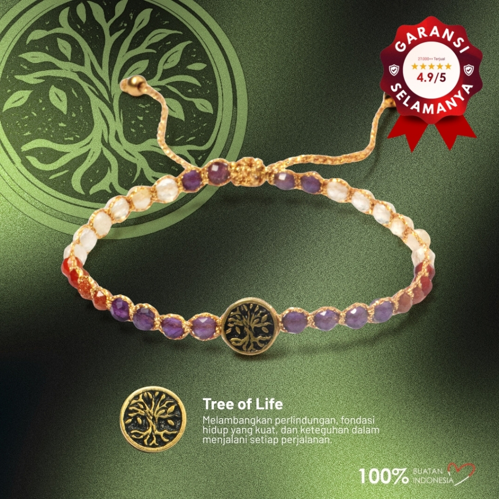 Maknavara - Tree of Life  - Awaken - RDNB Jewelry - Gelang Wanita/Pria - Batu Alam Natural - Gelang 