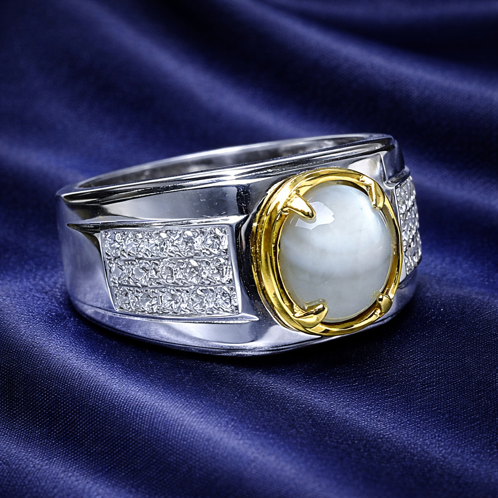 Cincin Perak 950 Pria Kantoran EB160 - Ring Custom Ikat Batu Mulia Akik Permata | Premium Handmade