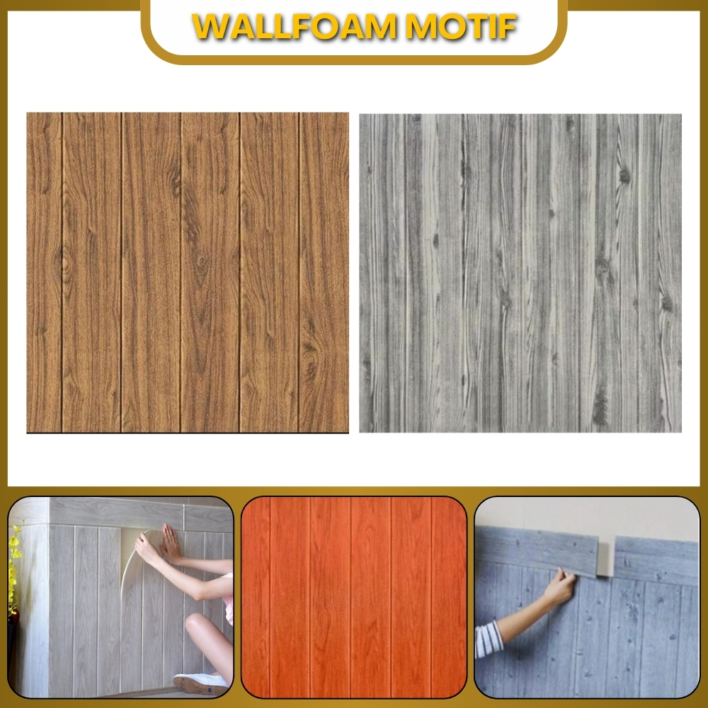 Wallpaper Wallfoam Bata Foam Walpaper Dinding 3D Motif Bata Awan Dan Daun Rambat Sticker Wallpapper