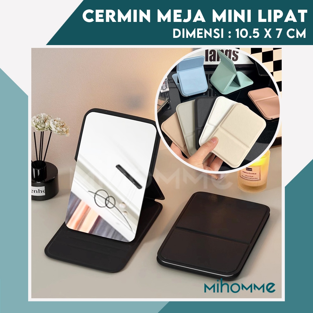 Cermin Meja Mini Lipat Travel Mirror Make Up Wajah Kaca Rias Saku