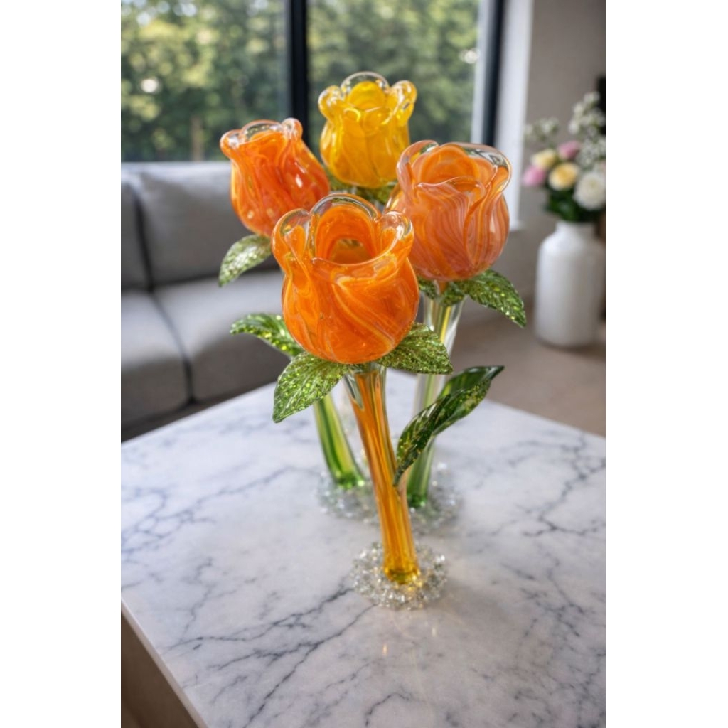 bunga kristal kaca tulip dekorasi hiasan vas dekorasi pajangan ruang tamu