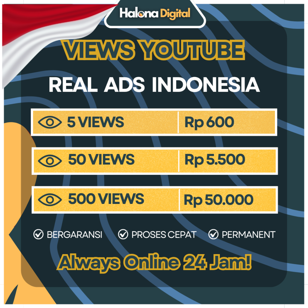 Views Youtube Ads Indonesia Real Traffic Indo Iklan Resmi ANTI DROP - HIGH QUALITY