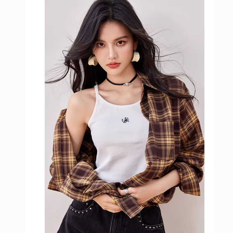 Kemeja Wanita Oversize Katun Motif Kotak-Kotak Nyaman Dipakai
