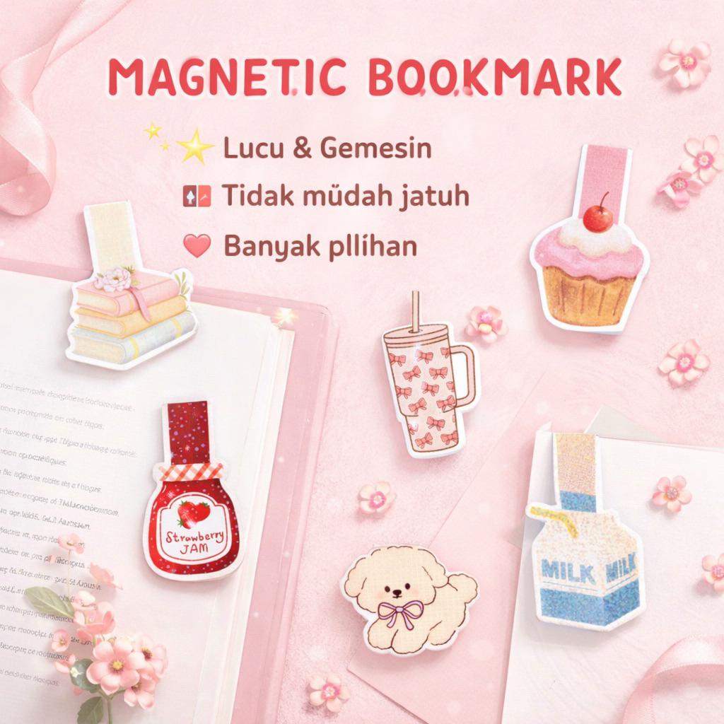 Pembatas buku magnet/ magnetic bookmark/ pembatas buku motif lucu