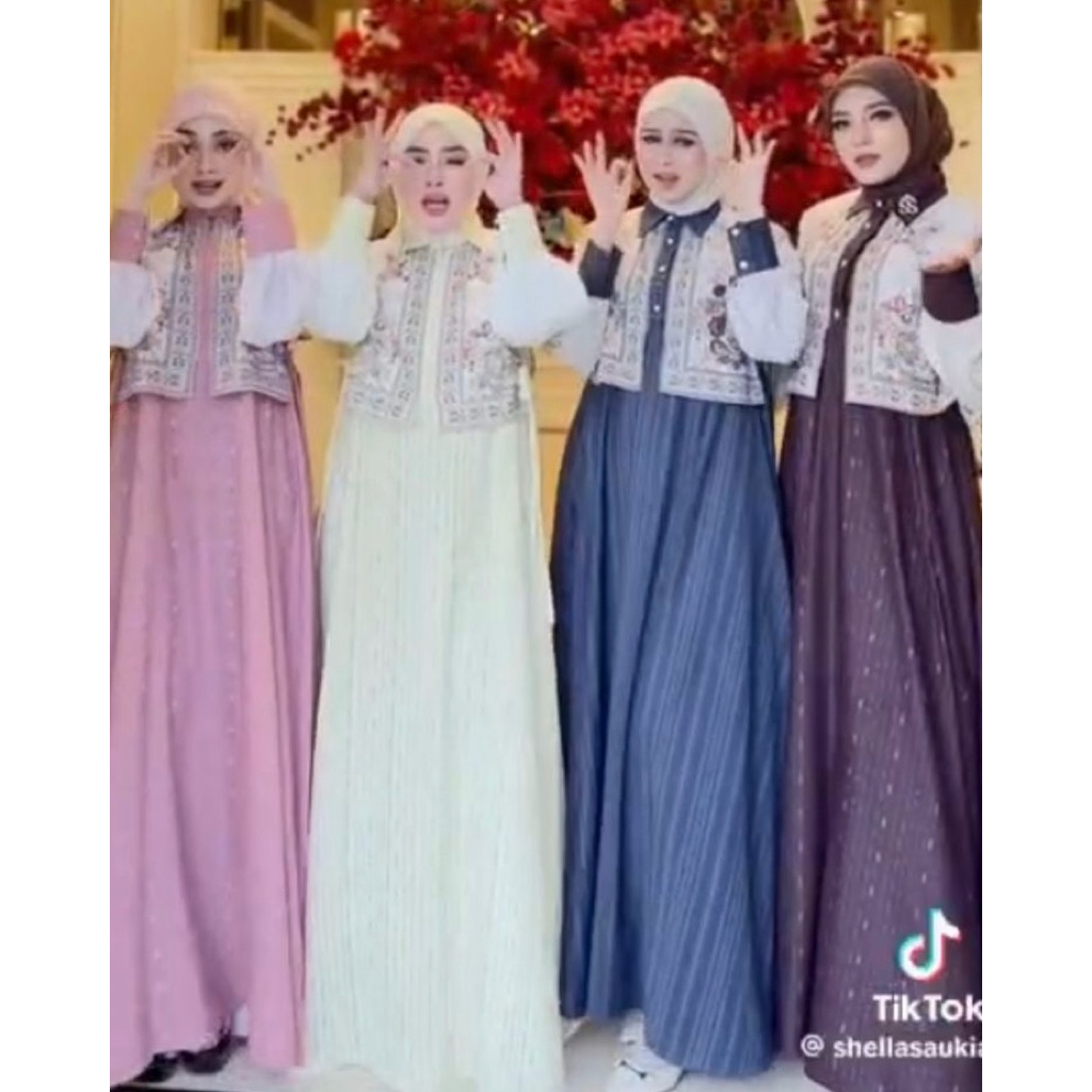 SALE AMBYAR SHELLASAUKIA ORi SALE GAMIS HANBOOK KUNING BUTTER YELLOW OUTER JUMBO LD 130 ORGANZA BARU