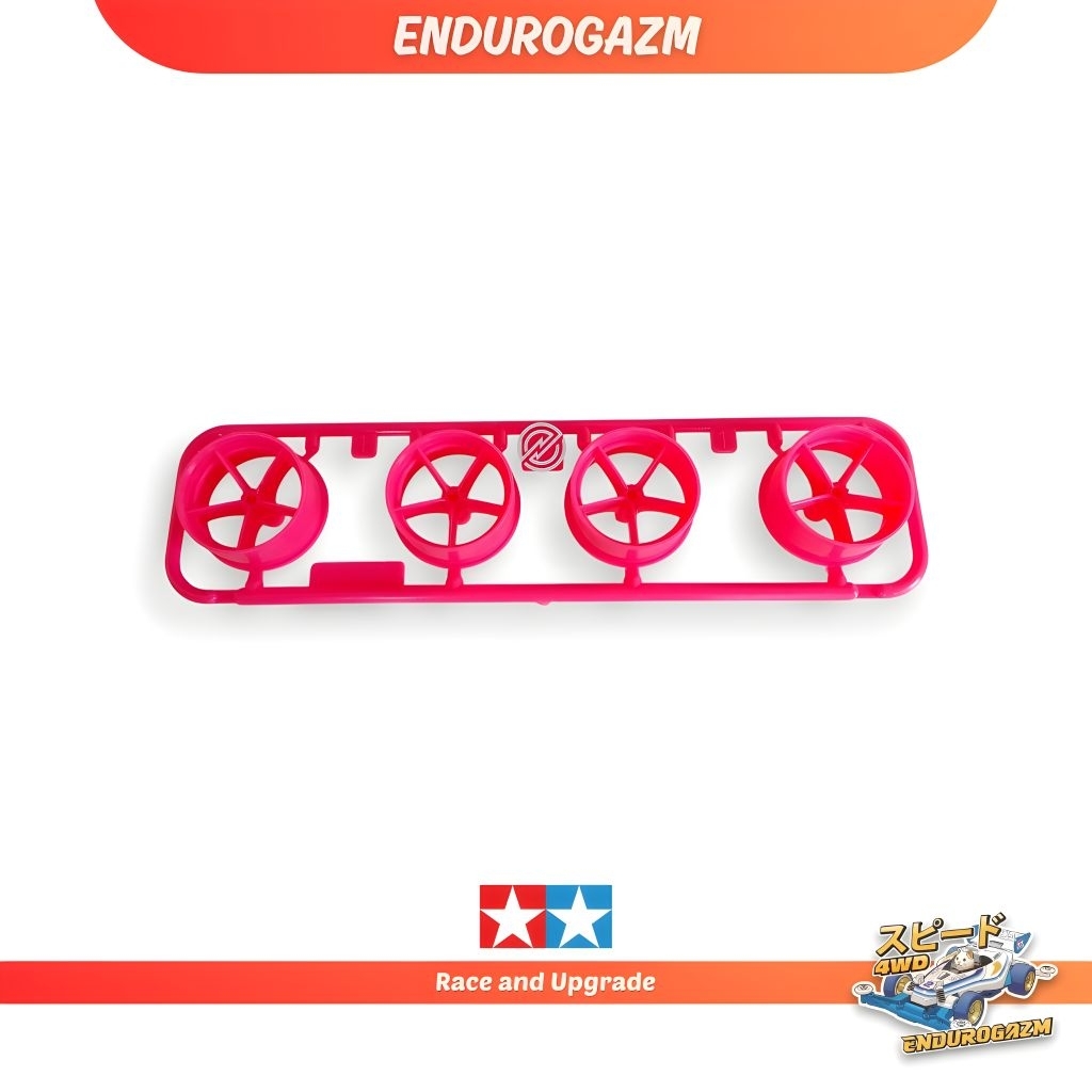Velg Tamiya Large 5 Spoke Narrow Pink Original Loose Pig Racer Chassis Super 2