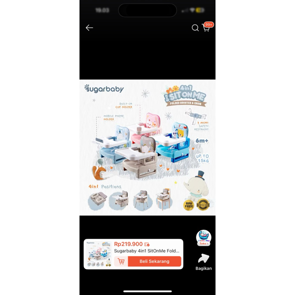 PRELOVED baby chair sugar baby