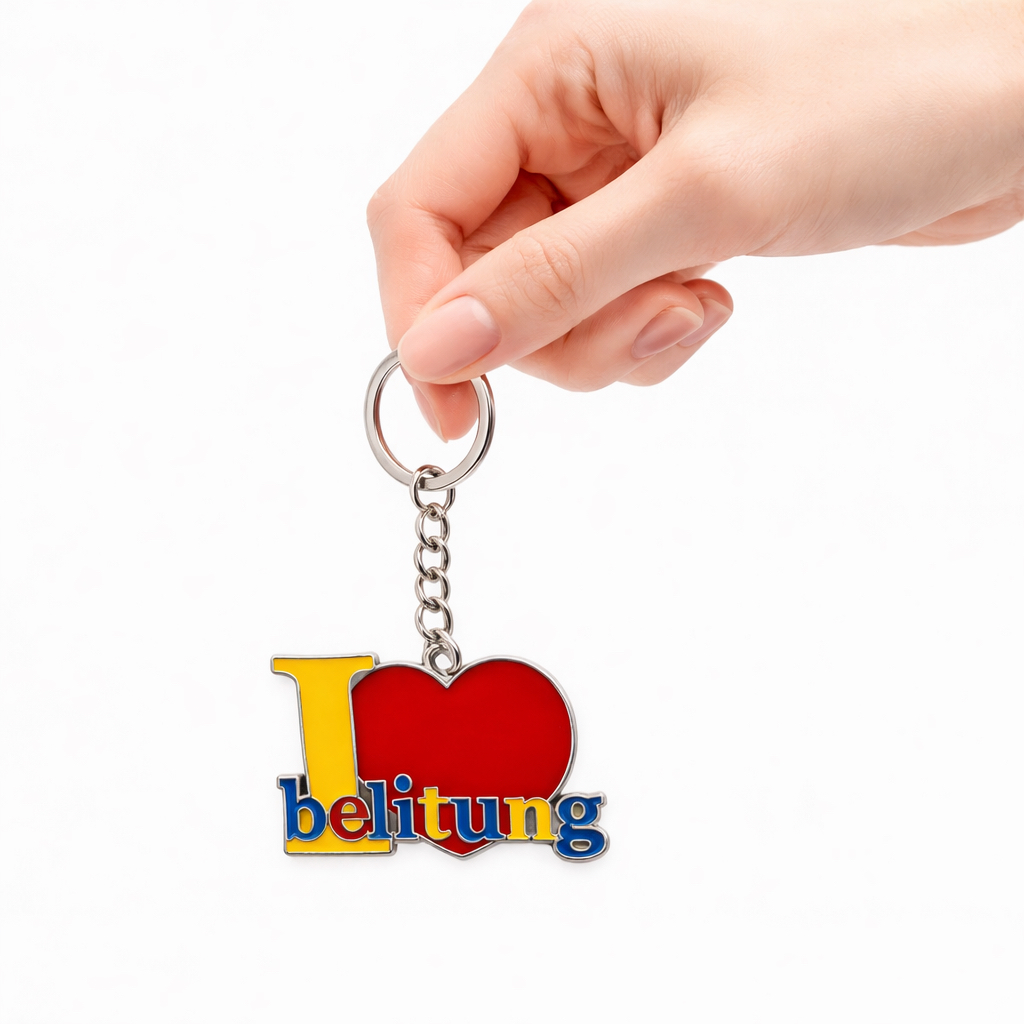 Souvenir Gantungan Kunci Oleh-Oleh Negara Indonesia Belitung I Love Belitung Island  KC BL 20