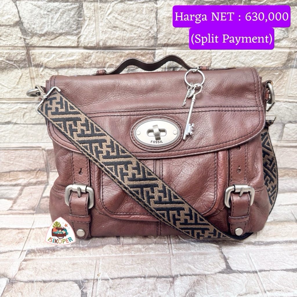 613# NET-Preloved Fossil Maddox Espresso Top Handle Crossbody (key ala ala, talpan pengganti)