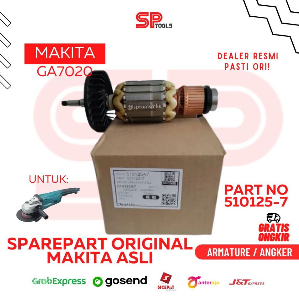 SPAREPART ARMATURE / ANGKER MESIN GERINDA GURINDA MAKITA GA7020 ASLI ORIGINAL PART MAKITA