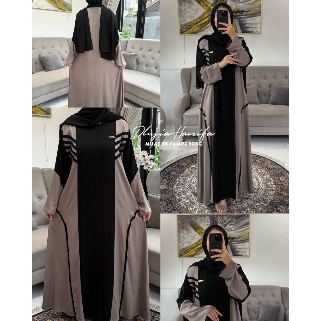 ReenaDaily DLUSIA HANIFA Gamis Maxi Dress Twill Premium LD 120 Original