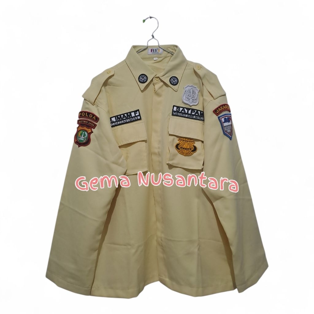 1 SET SERAGAM SATPAM PRIA PDL & PDH FULL ATRIBUT BORDIR TIMBUL