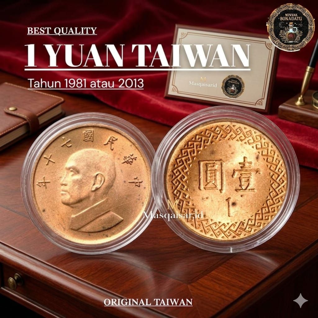 Koin 1 YUAN / 1 DOLAR Taiwan 1981- Koleksi Koin Taiwan 1Yuan Best Quality Gress Asli