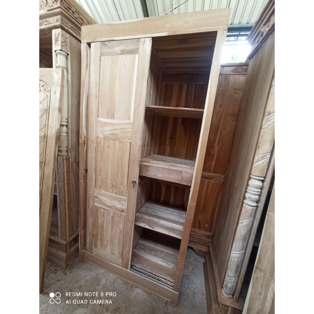 lemari pakaian kayu jati 2 pintu