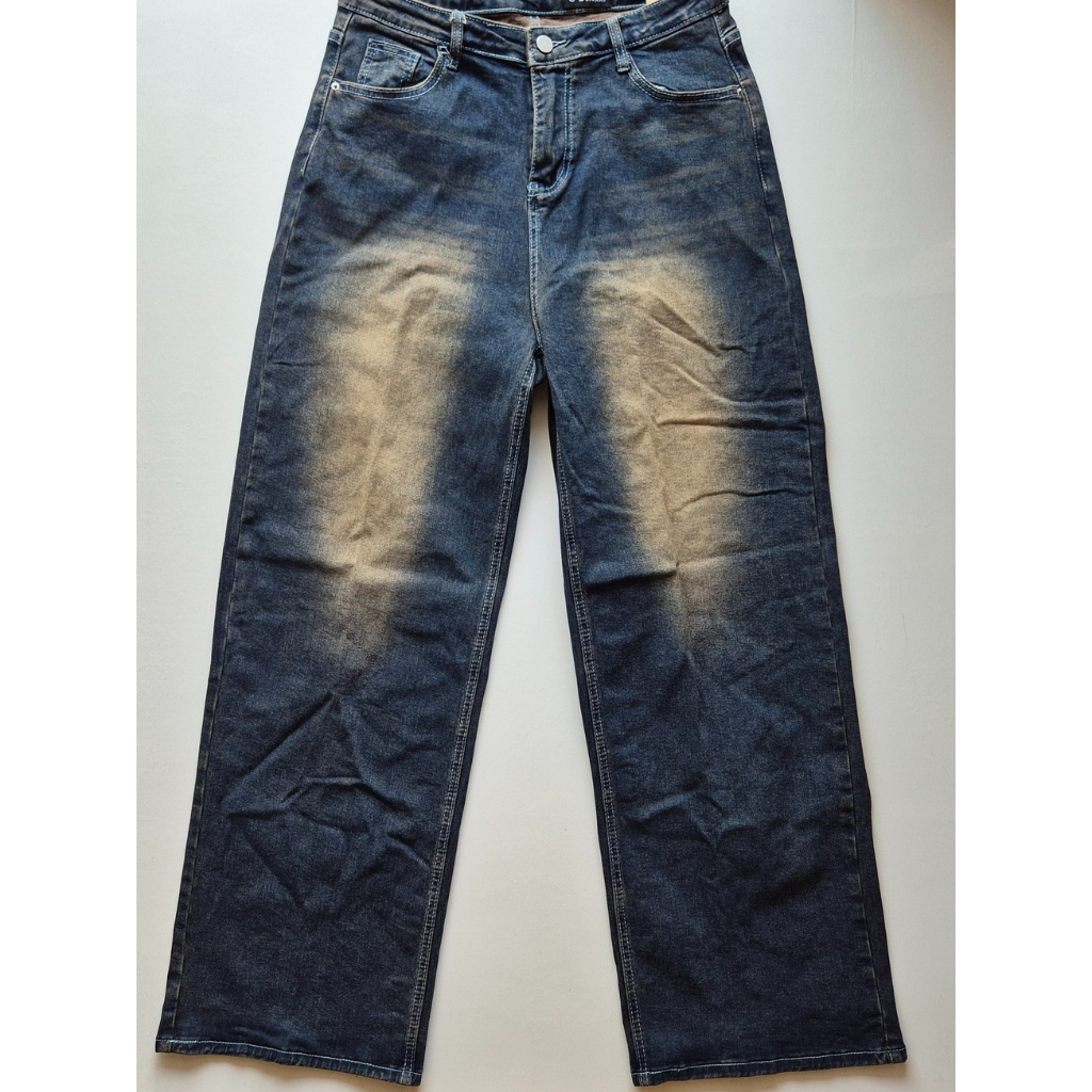 S-BIN Y2K Vintage Faded Baggy Pants Celana Panjang Denim Gombrang Pria Size 30