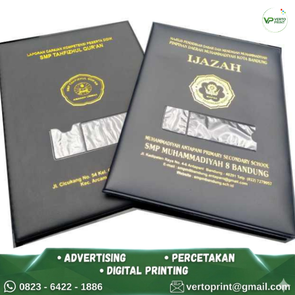 Map Ijazah Kulit + Mika / Map Sertifikat & Map Raport Kulit Custom Logo Kampus