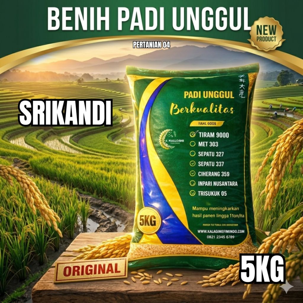 BENIH PADI SRIKANDI KEMASAN 5 kg BENIH PADI SUPER UNGGUL HST