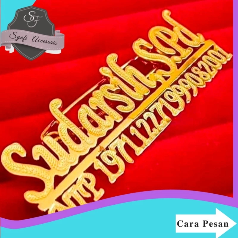 Bros Nama Lapis Emas 24K Nip Asn GOLD PREMIUM nip nama
