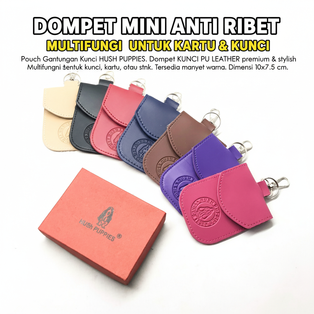 GANTUNGAN KUNCI PREMIUM | HUSH PUPPIES POUCH SERIES KULIT PU | DOMPET STNK MOBIL MOTOR