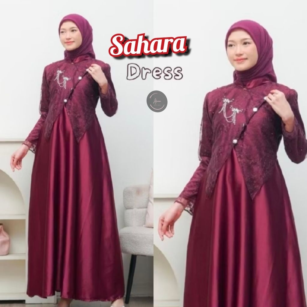 SAHARA Dress Gamis Janggan Busui Friendly Gamis Pesta Brokat Kondangan Variasi Bross Gaun Remaja Mod