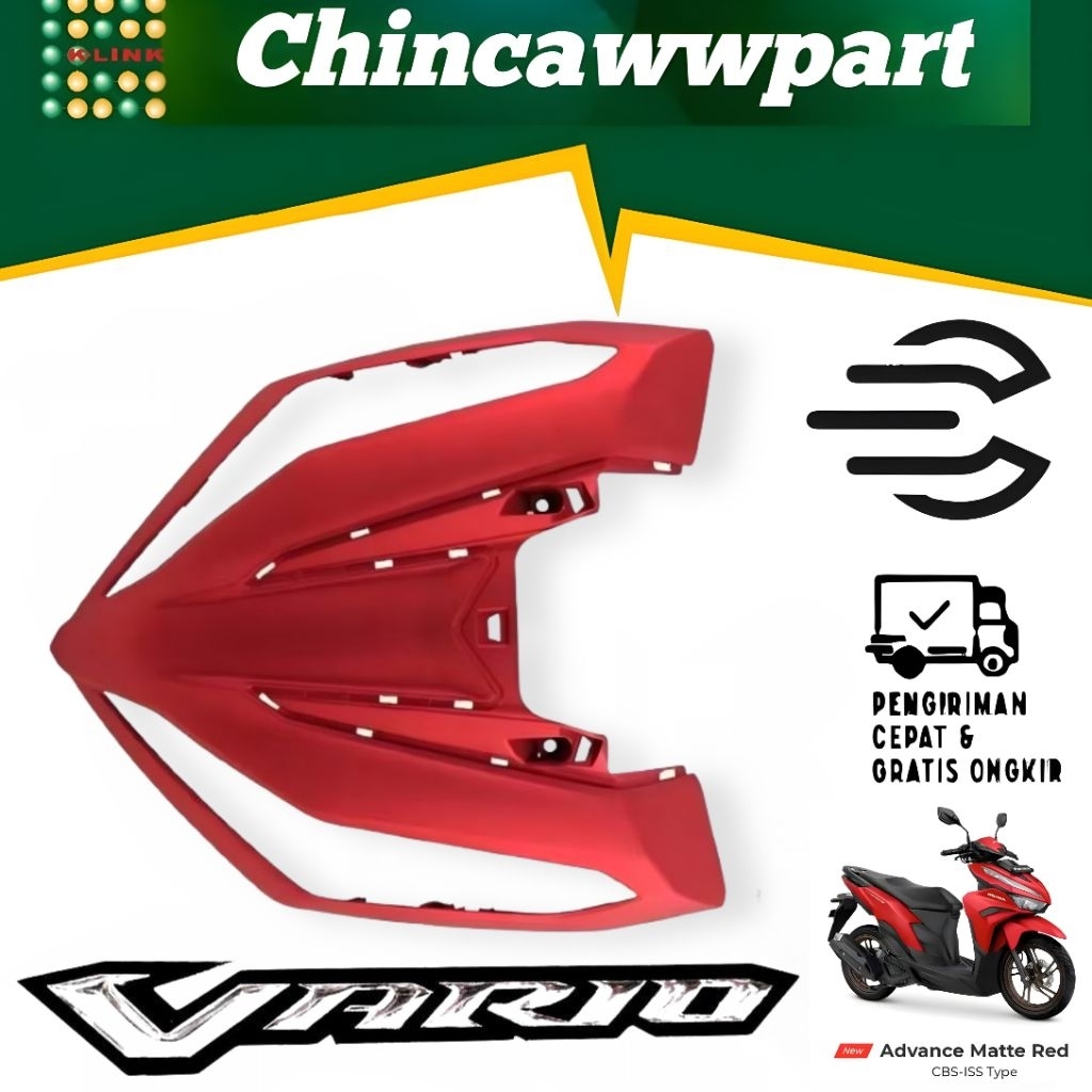 Cover Front panel Tameng Dada Depan Vario 125 new K2V 2022-2025 Merah Doof Cover Tameng Lampu Depan 