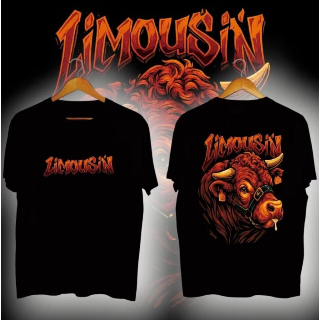 KAOS LIMOUSIN SAPI MOTIF COKLAT VECTOR
