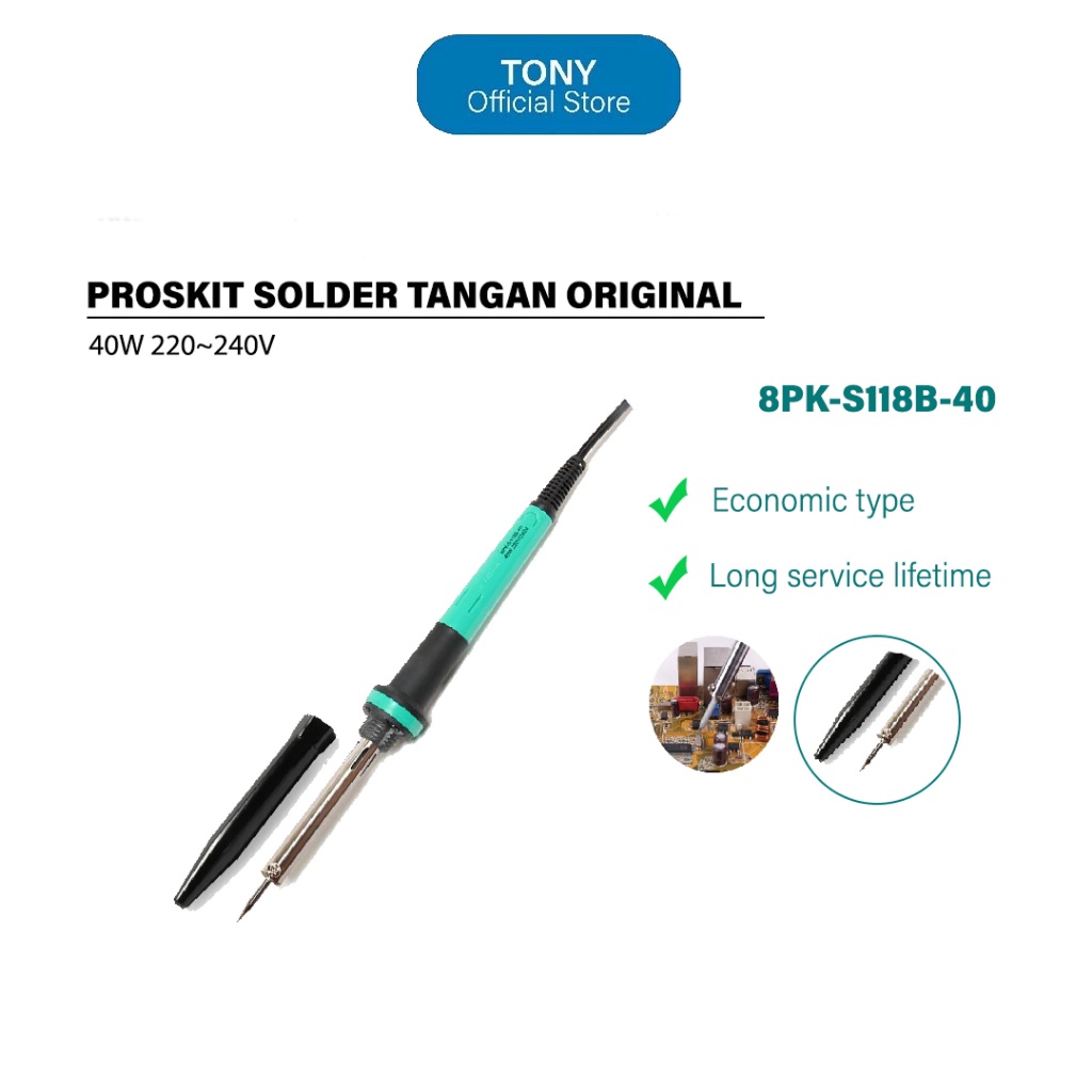 PROSKIT 8PK-S118B -40 SOLDERING IRON 40W 220~240V - SOLDER TANGAN - SOLDER LISTRIK PROSKIT 8PK-S118B
