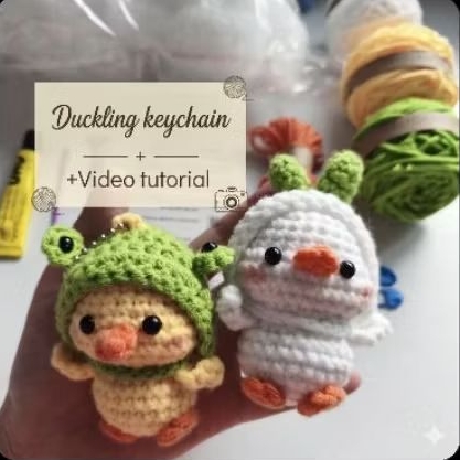 [PEMULA] Rajut DIY Paket Rajut DIY Kit Gantungan Kunci Bebek Amigurumi untuk Pemula Paket Rajut DIY 