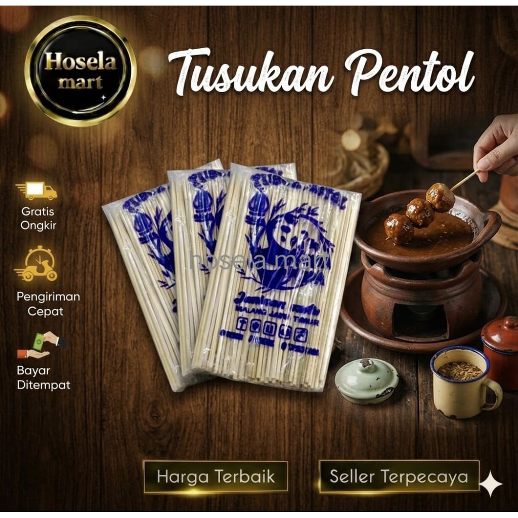 1 pack TUSUK PENTOL UK 15 CM TERMURAH CAP PANDA /TUSUK CILOK /TUSUK CILOR / tusuk sate pendek