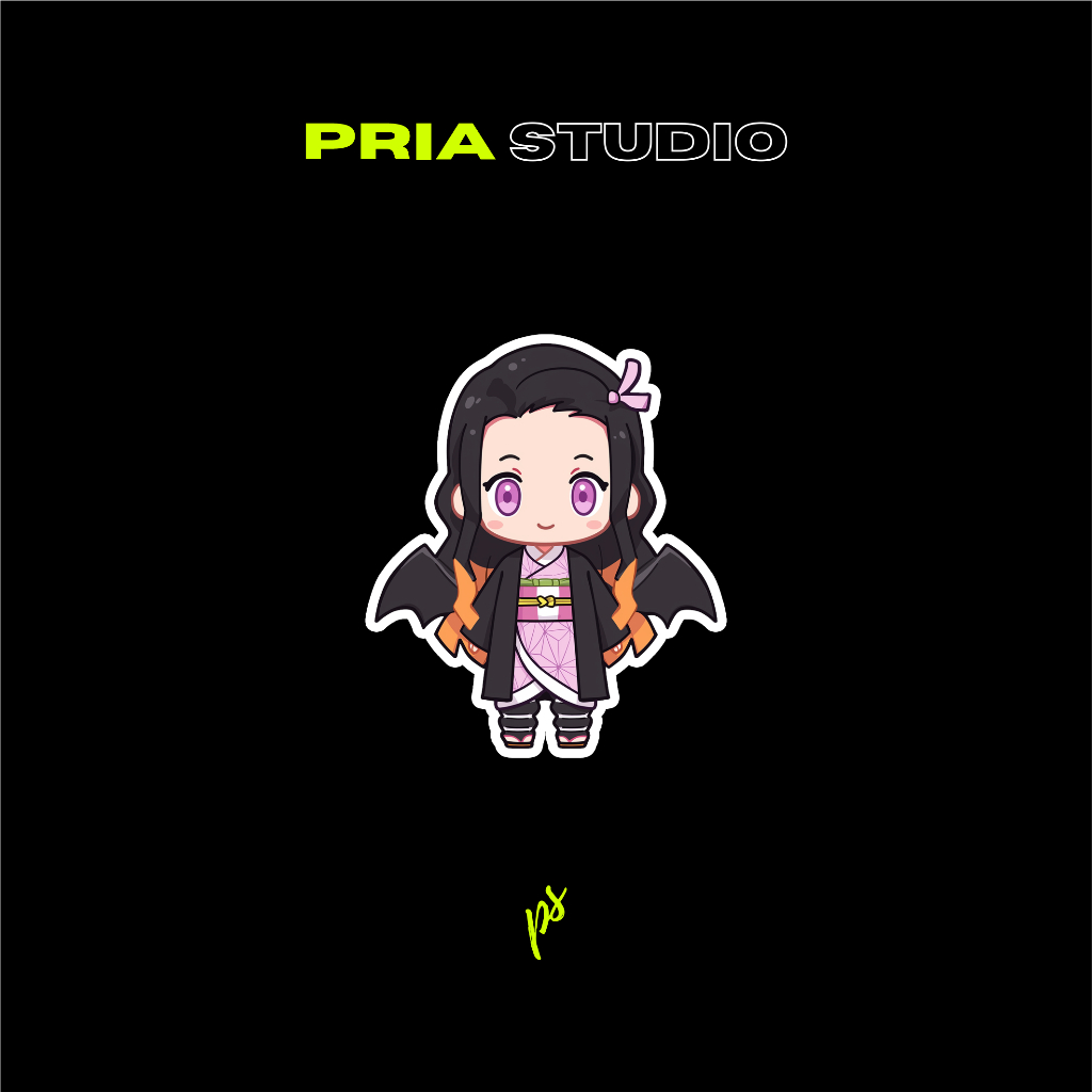 Stiker | Stiker karakter | Sticker anime | Demon Slayer | chibi nezuko kamado demon slayer bat wings