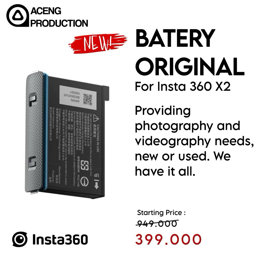 Insta360 / Insta 360 Battery Original For insta 360 One X2