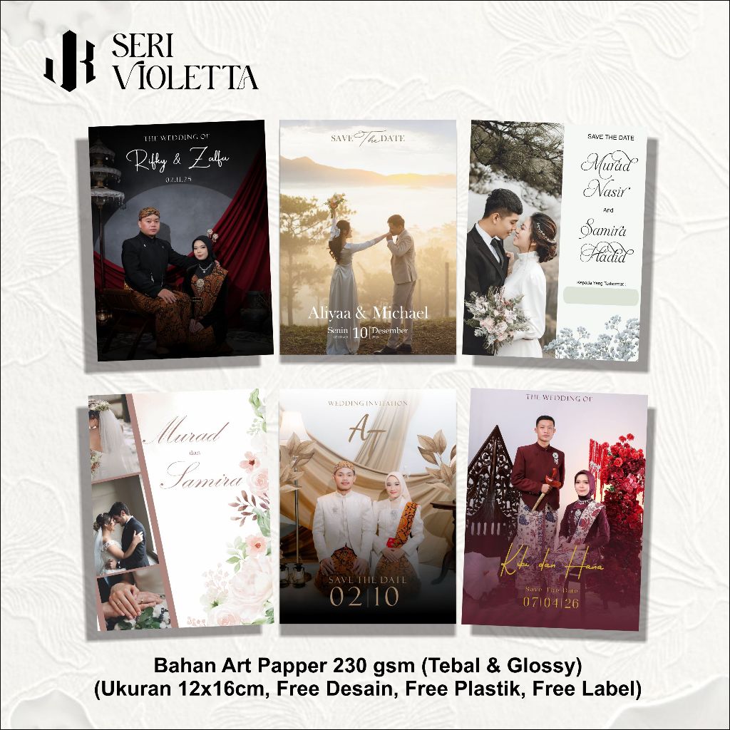 UNDANGAN PERNIKAHAN CUSTOM GLOSSY ELEGANT FULL COLOUR - UNDANGAN NIKAH FULL FOTO