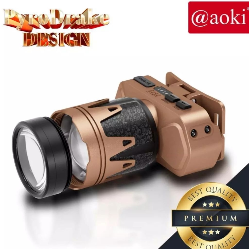 Aoki AK-3705X Senter Kepala Pyro Drake Design  90 WATT Fitur Sensor Gerak