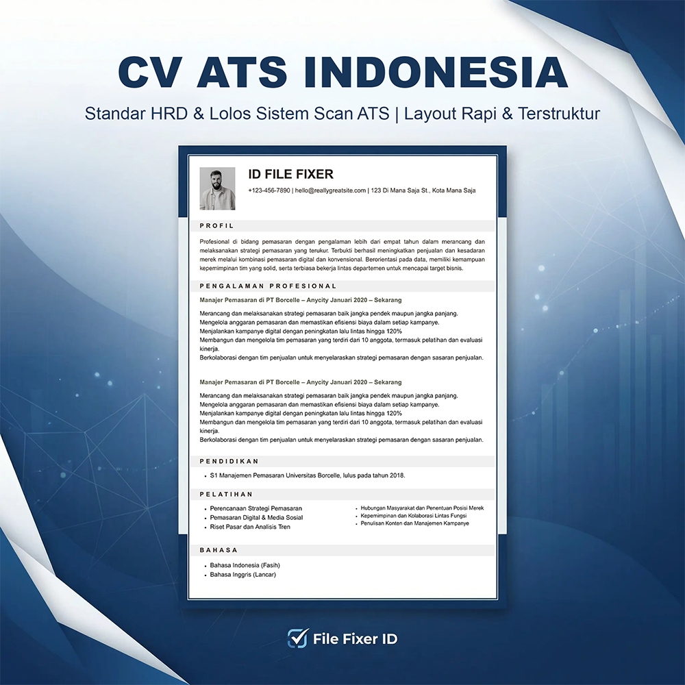 Jasa Pembuatan CV ATS Friendly & Surat Lamaran Kerja - Edit CV Profesional Bahasa Indonesia & Inggri