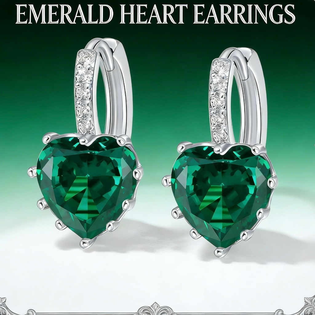 Anting-Anting Love Berlian Hijau Putih Emas Wanita, Anting Tusuk Fashion Kualitas Pabrik Guangzhou A