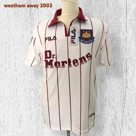 Jersey Retro West Ham Away 2003 Dr martens SIZE LENGKAP (S-5XL)