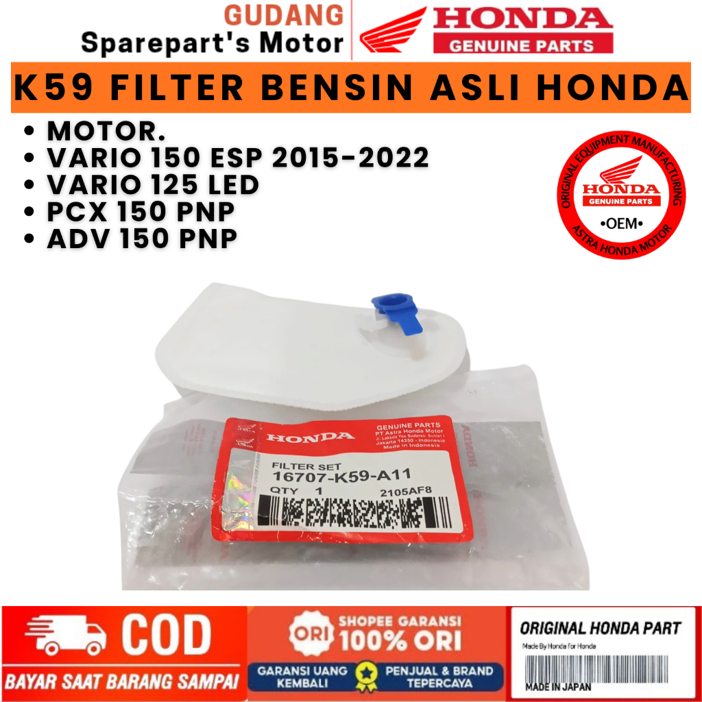 K59 ORIGINAL FILTER BENSIN HONDA VARIO 150 LED, VARIO 150 NEW, VARIO 150 OLD,VARIO 150 F1, VARIO 125