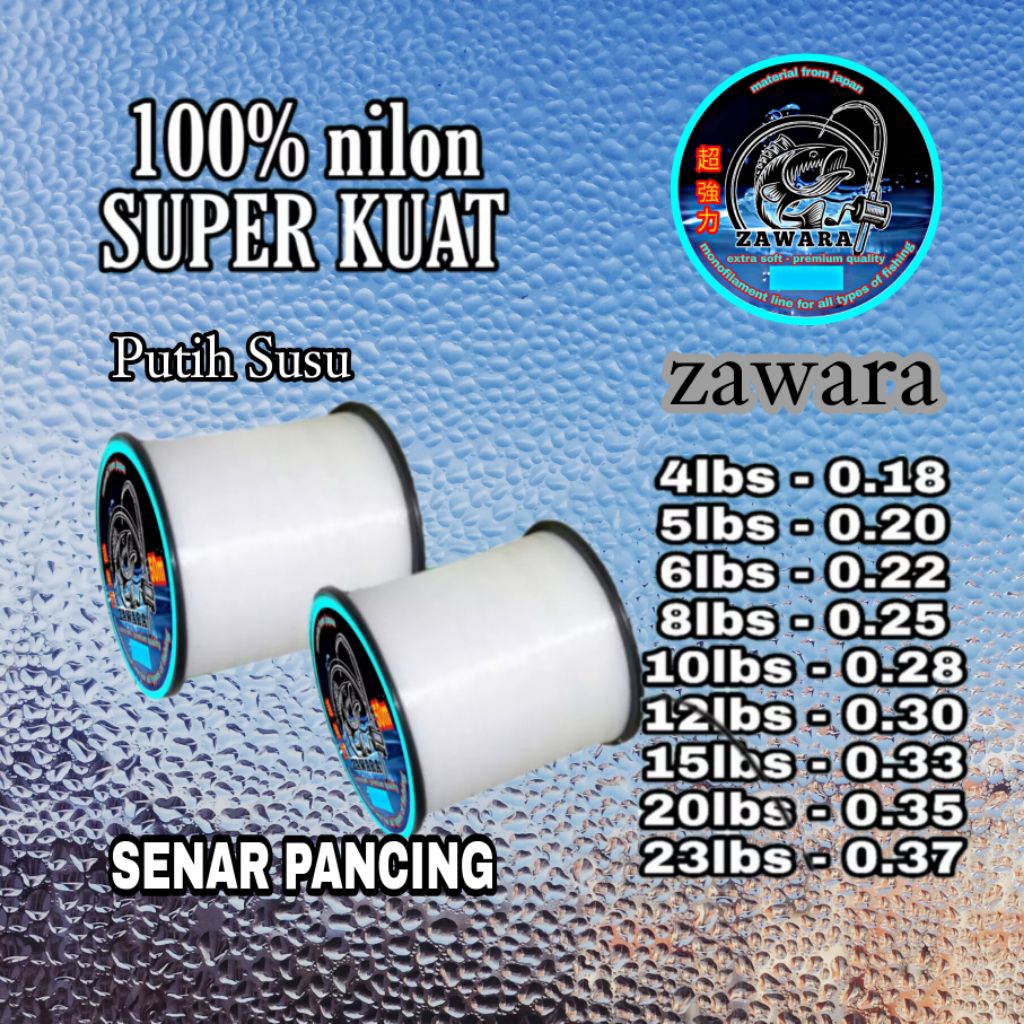 Zawara senar pancing putih susu roll besar anti keriting