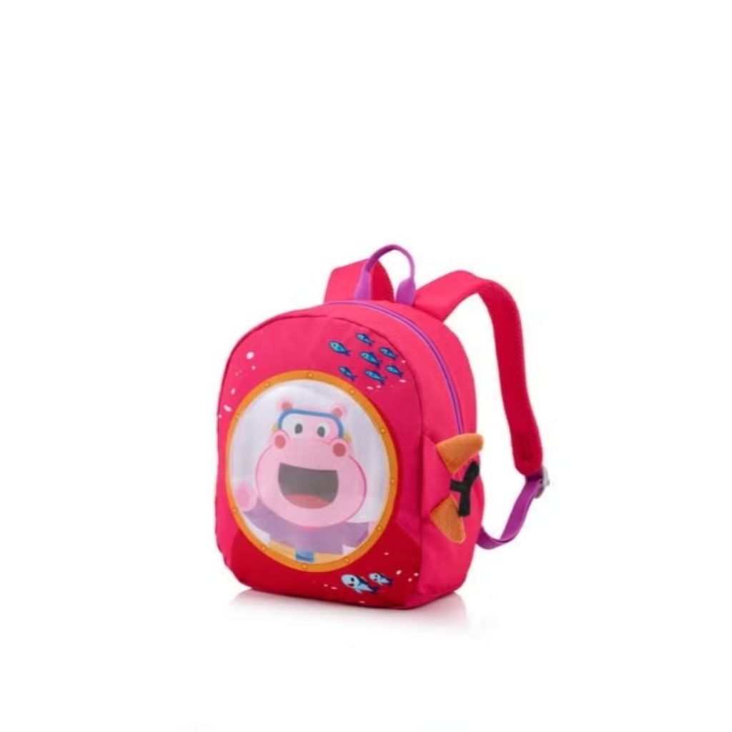 American Tourister Kiztopia Tas Anak Backpack 3 Hippo Vivid Pink Scarlet