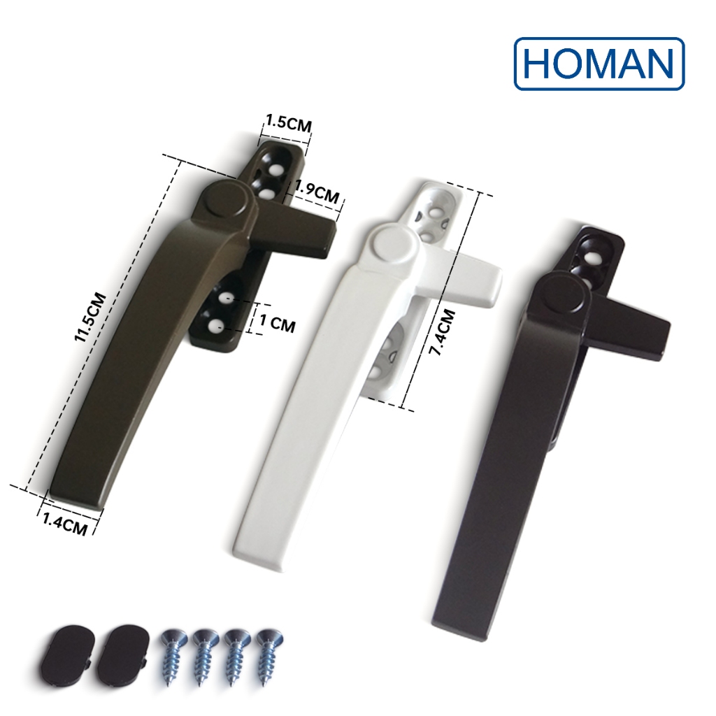 Gagang jendela aluminium Gagang jendela tingkap Homan Grendel jendela Kunci jendela Paduan Aluminium